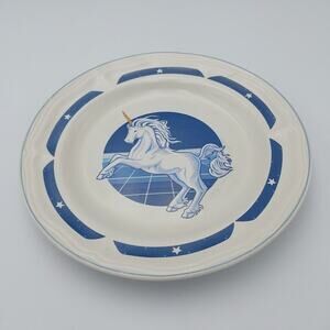 Vtg‎ Replacement Tienshan Stoneware Blue Unicorn Fantasy Salad Plate 7.5"